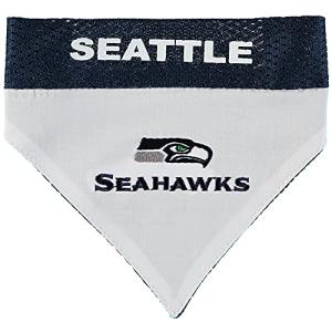 Pets First NFL DOG BANDANA - SEATTLE SEAHAWKS REVERSIBLE PET BANDANA. 2 Sided Sports Bandana with a PREMIUM Embroidery TEAM LOGO, Large/X-Large. - 2 Sizes & 32 NFL Teams available
