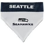 Pets First NFL DOG BANDANA - SEATTLE SEAHAWKS REVERSIBLE PET BANDANA. 2 Sided Sports Bandana with a PREMIUM Embroidery TEAM LOGO, Large/X-Large. - 2 Sizes & 32 NFL Teams available