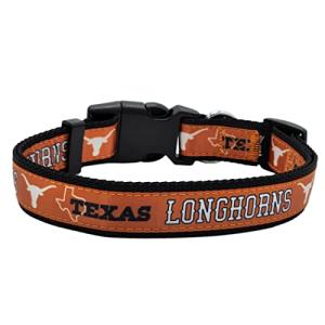 Pets First Collegiate PET Collar New Version Texas Longhorns Dog Collar, Size Large. Best Sports Team Color for Dogs & Cats. A Shiny & Colorful Dog & Cat Collar Licensed by The NCAA