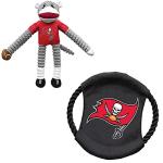 Littlearth NFL Tampa Bay Buccaneers Sock Monkey and Flying Disc Pet Toy Combo Set, Team Color, One Size