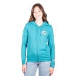Ultra Game NFL Official Women's Full Zip Super Soft Marl Knit Hoodie Sweatshirt Jacket, Miami Dolphins, Team Color Updated, Medium