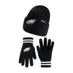 Ultra Game NFL Official Adults Super Soft Marled Winter Beanie Knit Hat with Extra Warm Touch Screen Gloves, Philadelphia Eagles, Black, 1SIZE