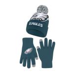 Ultra Game NFL Official Youth Super Soft Winter Beanie Knit Hat with Extra Warm Touch Screen Gloves, Philadelphia Eagles, Team Color 2, 1SIZE