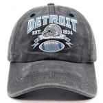 Embroidered City Football Detroit L Hat Vintage Washed Cotton Denim Hat Adjustable Baseball Cap for Men Women