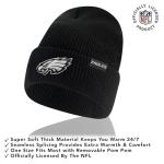 Ultra Game NFL Official Adults Super Soft Marled Winter Beanie Knit Hat with Extra Warm Touch Screen Gloves, Philadelphia Eagles, Black, 1SIZE