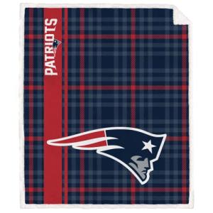 Proformance Home Officially Licensed NFL New England Patriots Vertical Plaid Sherpa Flannel Fleece Blanket, 60'' x 70'' (NFLBLVPL-6PAT)