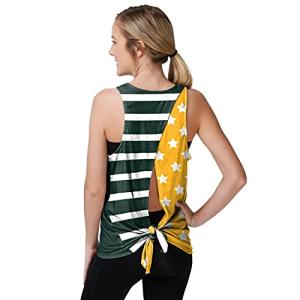 FOCO Green Bay Packers NFL Womens Americana Tie-Back Sleeveless Top - L
