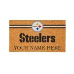 Team Sports America NFL Pittsburgh Steelers Personalized Coir Door Mat, 18 x 30 Inches Custom Name Doormat with Non Slip Back, Front Door Welcome Mats
