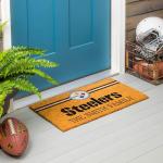 Team Sports America NFL Pittsburgh Steelers Personalized Coir Door Mat, 18 x 30 Inches Custom Name Doormat with Non Slip Back, Front Door Welcome Mats