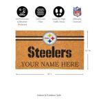 Team Sports America NFL Pittsburgh Steelers Personalized Coir Door Mat, 18 x 30 Inches Custom Name Doormat with Non Slip Back, Front Door Welcome Mats