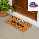 Team Sports America NFL Pittsburgh Steelers Personalized Coir Door Mat, 18 x 30 Inches Custom Name Doormat with Non Slip Back, Front Door Welcome Mats