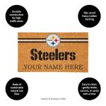 Team Sports America NFL Pittsburgh Steelers Personalized Coir Door Mat, 18 x 30 Inches Custom Name Doormat with Non Slip Back, Front Door Welcome Mats