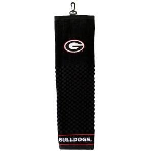 Team Golf Georgia Bulldogs Golf Towel, 100% Cotton, Checkered Scrubber Design, Embroidered Logo