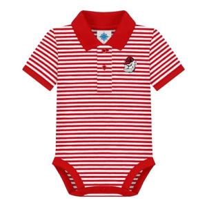 Creative Knitwear College Baby Striped Polo Bodysuit - Georgia Bulldog Head Logo, Red/White, for Boys & Girls, 12 Months