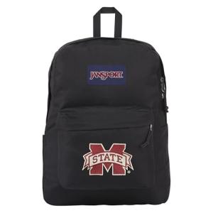 JanSport NCAA Officially Licensed Backpack, Mississippi State Bulldogs, Superbreak Plus with Padded 15'' Laptop Sleeve, Spacious Computer Bag for Men & Women, Durable Daypack with Bottle Pocket, Black