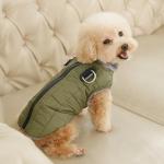 JoyDaog Warm Fleece Dog Coats with Durable Harness Buitl in D-Ring,Waterproof Puppy Jacket for Small Dogs,Dog Vest for Cold Winter,Green S