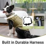 JoyDaog Warm Fleece Dog Coats with Durable Harness Buitl in D-Ring,Waterproof Puppy Jacket for Small Dogs,Dog Vest for Cold Winter,Green S