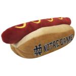 NCAA Notre Dame Fighting Irish HOT Dog Plush Dog & CAT Squeak Toy- Cutest HOT-Dog Snack Plush Toy for Dogs & Cats with Inner Squeaker & Beautiful Football/Basketball Team Name/Logo