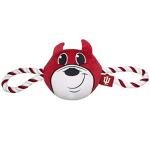 Pets First NCAA Indiana Hoosiers Nylon Mascot Dog Toy with Tough Dog Ropes & Inner Squeaker in Bright Team Colors