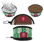 Pets First NCAA Indiana Hoosiers Collapsible Dog Travel Bowl, Food and Water Bowl for Dogs & Cats. Lightweight Leak-Proof Pet Bowl for Travel with Football Field & Pebble-Grain Design