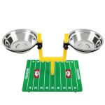 NCAA Indiana Hoosiers Goalpost Football Field Dog Feeder – Adjustable Elevated Dog Bowls with Stand, 2 Stainless Steel Bowls, Non-Slip Rubber Feet, Raised Pet Feeder for Large & Small Dogs