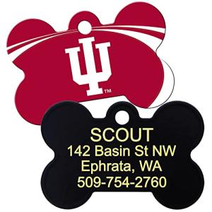 GoTags Indiana Hoosiers NCAA Personalized Engraved Sports Team Dog Tags, Bone Shape Pet ID Tags