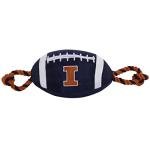 Pets First NCAA Illinois Fighting Illini Football Dog Toy, Tough Quality Nylon Materials, Strong Pull Ropes, Inner Squeaker, Collegiate Team Color
