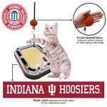 Cat Scratch Toy NCAA Indiana Hoosiers Reversible Basketball Court Felt/Cardboard Cat Scratcher Toy. Interactive Cat Ball Bell in Tracks. 6-in-1 CAT Toy Cat Wand Poll, Catnip-Filled Plush Basketball
