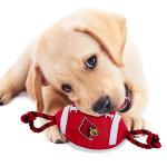 Pets First NCAA Louisville Cardinals Football Dog Toy, Tough Quality Nylon Materials, Strong Pull Ropes, Inner Squeaker, Collegiate Team Color