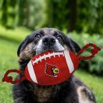 Pets First NCAA Louisville Cardinals Football Dog Toy, Tough Quality Nylon Materials, Strong Pull Ropes, Inner Squeaker, Collegiate Team Color