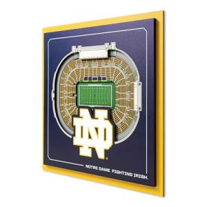 YouTheFan Officially-licensed NCAA Notre Dame Fighting Irish Stadium Series 3D Wall Art - multi-layer team stadium replica, detailed sports fan gift, indoor decor