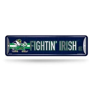 NCAA Notre Dame Fighting Irish Home Décor Metal Street Sign (4" x 15") - Great for Home, Office, Bedroom, & Man Cave - Made by Rico Industries