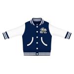 Creative Knitwear College Baby NCAA Officially Licensed Letterman Varsity Jacket - Notre Dame Leprechaun Logo - Navy - 3T