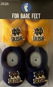 FBF - NCAA Infant Bootie Socks 0-12 Months - 2 Pack - Notre Dame Fighting Irish (Notre Dame - Navy/Gold)