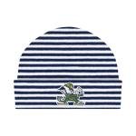 College Baby NCAA Officially Licensed Striped Knit Cap - Notre Dame Fighting Irish Leprechaun Logo, Navy/White, Newborn 0-3 Months