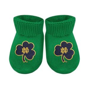 Creative Knitwear College Baby NCAA Officially Licensed Baby Bootie Sock - Notre Dame Fighting Irish Shamrock Navy/Gold Logo - Kelly - Newborn - 6 Months