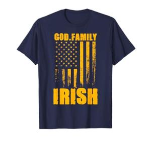 Notre Dame Irish God. Family. Vintage USA Flag T-Shirt