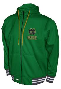 2Bhip NCAA Notre Dame Fighting Irish Jacket - Men's Green Full Zip-up Hoodie With Pockets - Campus Jackets