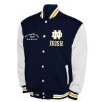 2Bhip NCAA Notre Dame Fighting Irish Varsity Jacket - Men's Navy/White Fleece Snap-up Letterman Jackets - Everyday Outwear