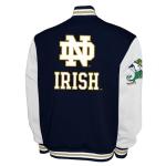 2Bhip NCAA Notre Dame Fighting Irish Varsity Jacket - Men's Navy/White Fleece Snap-up Letterman Jackets - Everyday Outwear