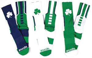 Donegal Bay Irish Themed 3 Piece Sport Performance Socks Bundle, Multicolor - Navy/Green/White, One Size, St Patricks Day