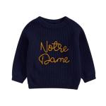 Lenjindjer Toddler Baby Boy Girl Football Outfit Notre Dame Pullover Sweater Long Sleeve Knit Sweatshirt Spring Fall Clothes (Blue, 12-18 Months)