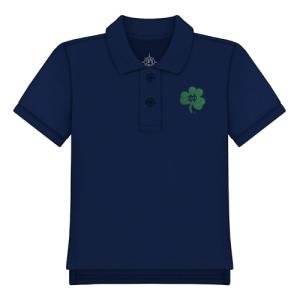 Creative Knitwear College Baby Polo Shirt Short Sleeve - Notre Dame Shamrock Navy Shirt Kelly/Navy Logo - 4T