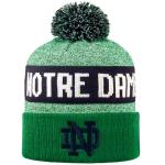 LogoFit NCAA Team Color-Embroidered Logo -Cuffed Knit Skully Beanie Pom Hat-Notre Dame-Kelly Green-OSFM
