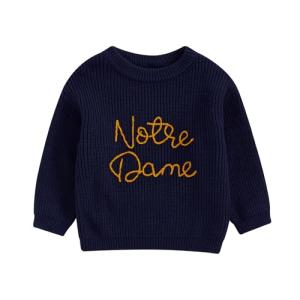 Muspeczenith Toddler Baby Boy Girl Football Outfit Notre Dame Sweatshirt Long Sleeve Knitted Pullover Fall Winter Clothes (Blue, 6-12 Months)