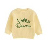 Yxniwxe Baby Boy Girl Football Outfit Notre Dame Sweater Knitted Warm Chunky Sweater Fall Winter Clothes 6 12 18 24M 2T 3T 4T (Yellow, 3-4 Years)