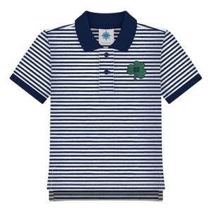 Creative Knitwear College Baby Notre Dame Fighting Irish Toddler Unisex Navy/Kelly/Navy Striped Polo Shirt Short Sleeve - Embroidered Logo, Size 3T