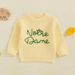 Yxniwxe Baby Boy Girl Football Outfit Notre Dame Sweater Knitted Warm Chunky Sweater Fall Winter Clothes 6 12 18 24M 2T 3T 4T (Yellow, 3-4 Years)