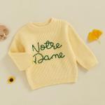 Yxniwxe Baby Boy Girl Football Outfit Notre Dame Sweater Knitted Warm Chunky Sweater Fall Winter Clothes 6 12 18 24M 2T 3T 4T (Yellow, 3-4 Years)