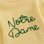 Yxniwxe Baby Boy Girl Football Outfit Notre Dame Sweater Knitted Warm Chunky Sweater Fall Winter Clothes 6 12 18 24M 2T 3T 4T (Yellow, 3-4 Years)
